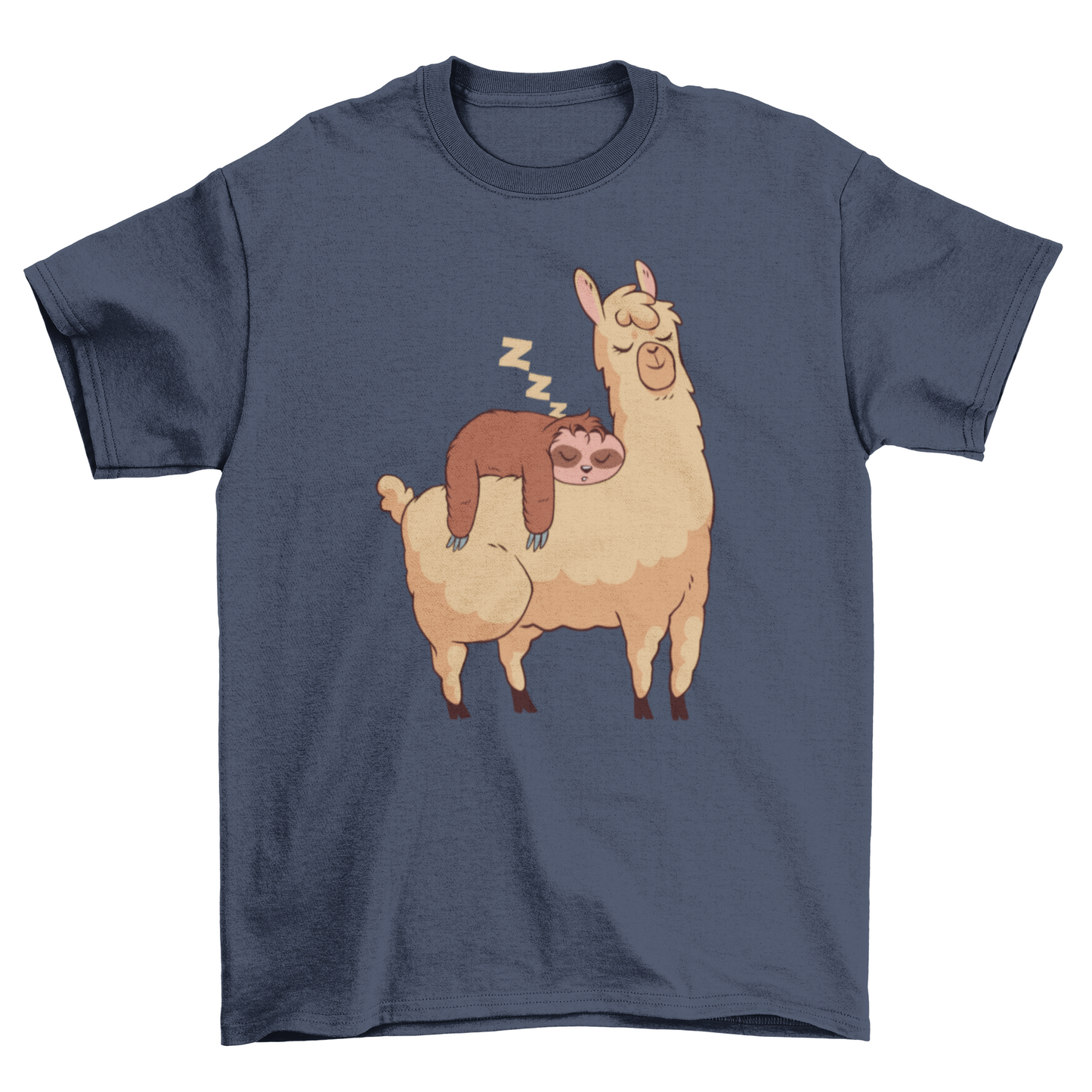 Sleeping Sloth Riding Llama Illustration T-shirt | Binge T-shirt Shop