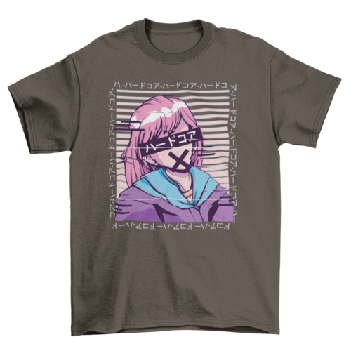 Glitch Anime Girl T-shirt | Binge T-shirt Shop