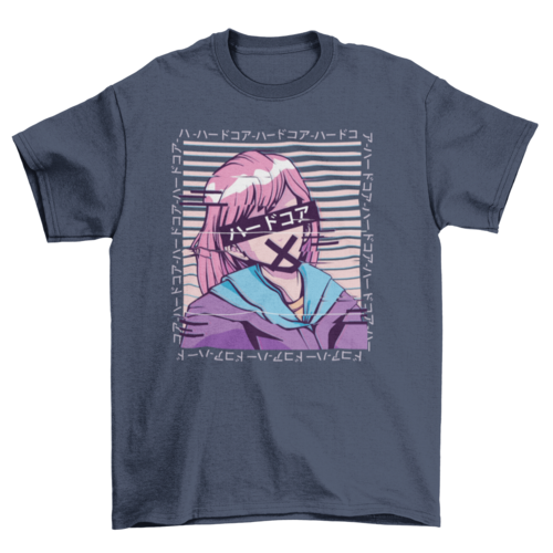 Glitch Anime Girl T-shirt | Binge T-shirt Shop