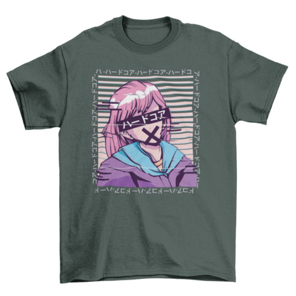 Glitch Anime Girl T-shirt | Binge T-shirt Shop
