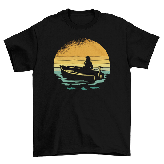 Retro Sunset Boat T-shirt | Binge T-shirt Shop