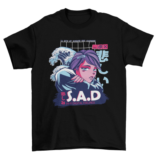Vaporwave Anime Girl T-shirt | Binge T-shirt Shop