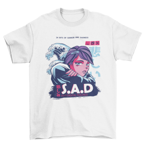 Vaporwave Anime Girl T-shirt | Binge T-shirt Shop