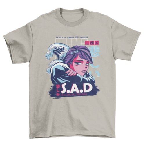 Vaporwave Anime Girl T-shirt | Binge T-shirt Shop
