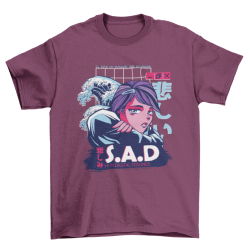 Vaporwave Anime Girl T-shirt | Binge T-shirt Shop