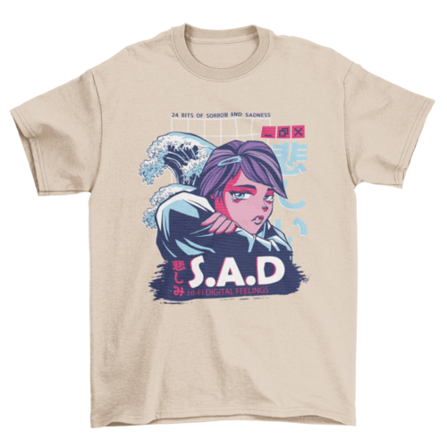 Vaporwave Anime Girl T-shirt | Binge T-shirt Shop