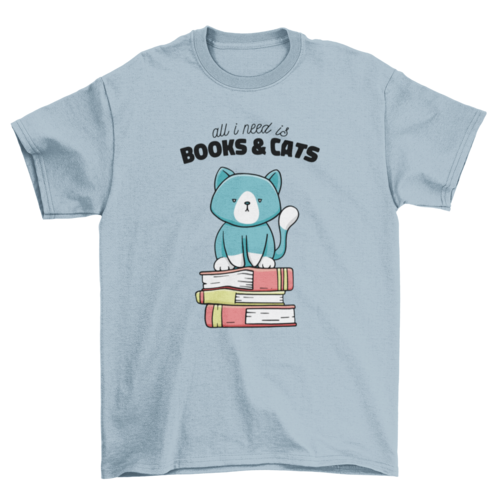 Books and cats cute t-shirt