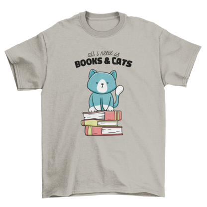 Books and cats cute t-shirt