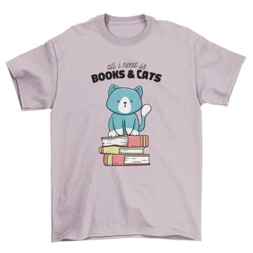Books and cats cute t-shirt