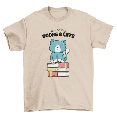 Books and cats cute t-shirt