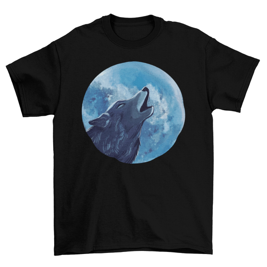 Wolf Howling Illustration T-shirt | Binge T-shirt Shop