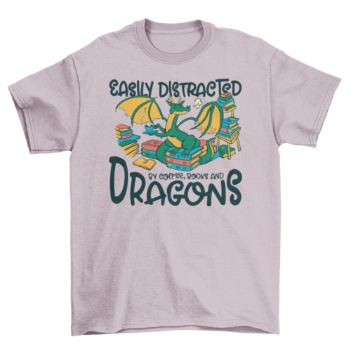 Dragons books and coffee t-shirt
