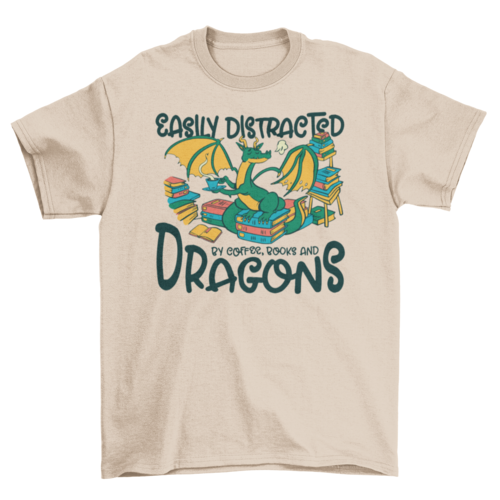 Dragons books and coffee t-shirt