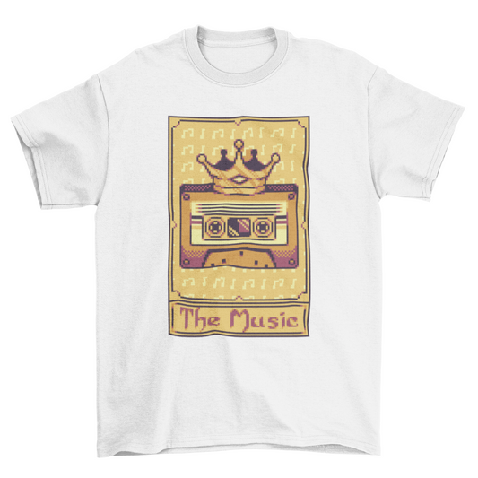 Pixel tarot card music cassette t-shirt