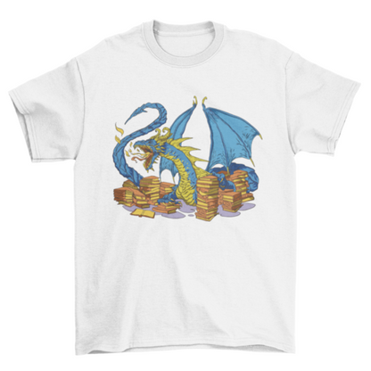 Library dragon with books t-shirt