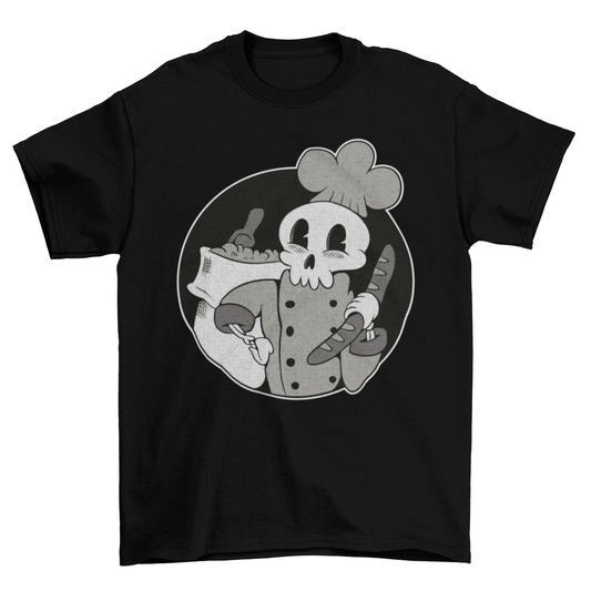 Skeleton Baker Retro Cartoon T-shirt | Binge T-shirt Shop