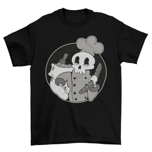 Skeleton Baker Retro Cartoon T-shirt | Binge T-shirt Shop