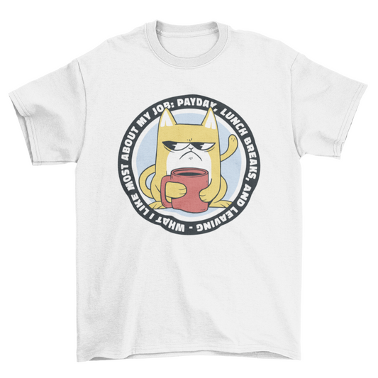 Funny Angry Working Cat T-shirt | Binge T-shirt Shop