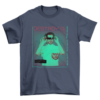 Cool Fashion Man Glasses Vaporwave Grid Quote "Destroy the Grid" Men | Binge T-shirt Shop