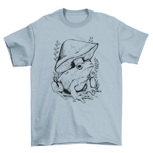 Frog and Mushroom Line Art T-shirt | Binge T-shirt Shop