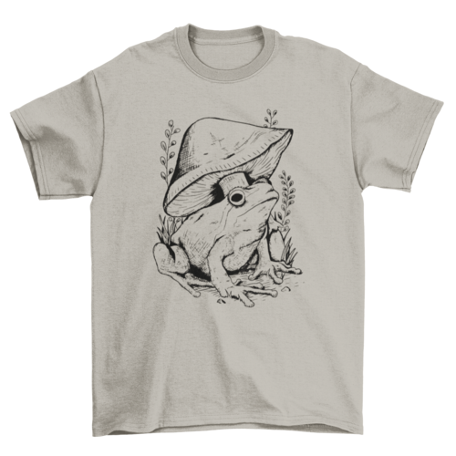 Frog and Mushroom Line Art T-shirt | Binge T-shirt Shop