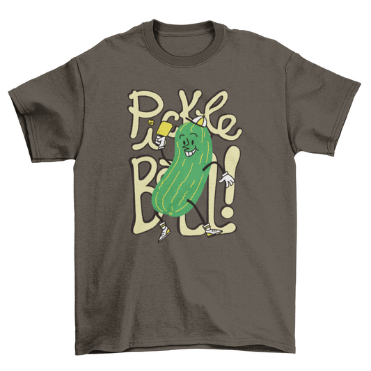 Happy Cartoon Cucumber Playing Pickleball Game T-shirt | Binge T-shirt Shop