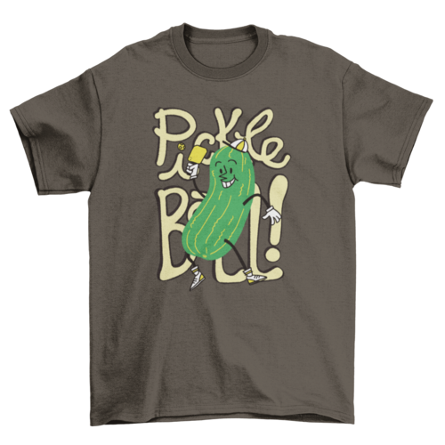Happy Cartoon Cucumber Playing Pickleball Game T-shirt | Binge T-shirt Shop