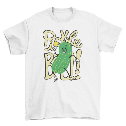 Happy Cartoon Cucumber Playing Pickleball Game T-shirt | Binge T-shirt Shop