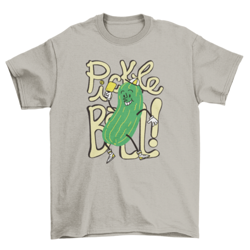 Happy Cartoon Cucumber Playing Pickleball Game T-shirt | Binge T-shirt Shop