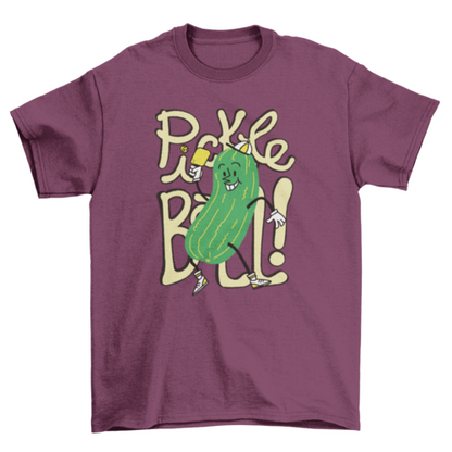 Happy Cartoon Cucumber Playing Pickleball Game T-shirt | Binge T-shirt Shop