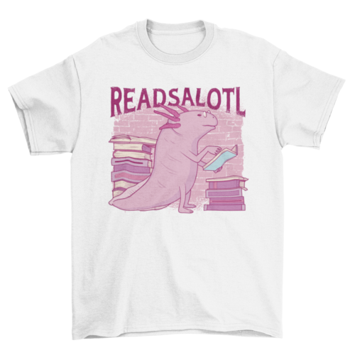 Axolotl reading books t-shirt