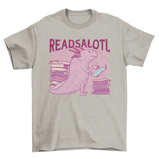 Axolotl reading books t-shirt