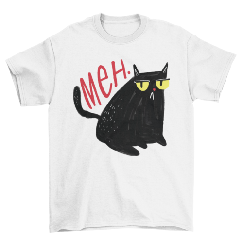 Funny Unimpressed Meh Black Cat T-shirt | Binge T-shirt Shop