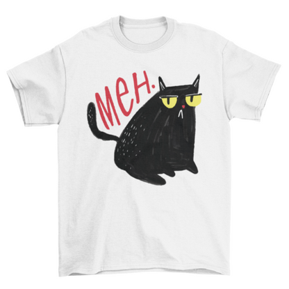 Funny Unimpressed Meh Black Cat T-shirt | Binge T-shirt Shop