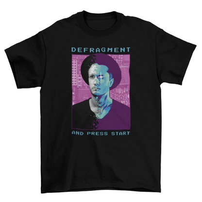 Cool Fashion Men Quote "Defragment and press start" Man Hat Pixel Art | Binge T-shirt Shop