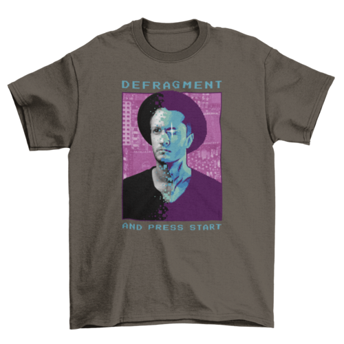 Cool Fashion Men Quote "Defragment and press start" Man Hat Pixel Art | Binge T-shirt Shop