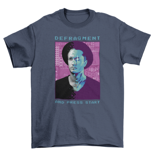 Cool Fashion Men Quote "Defragment and press start" Man Hat Pixel Art | Binge T-shirt Shop
