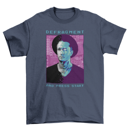 Cool Fashion Men Quote "Defragment and press start" Man Hat Pixel Art | Binge T-shirt Shop