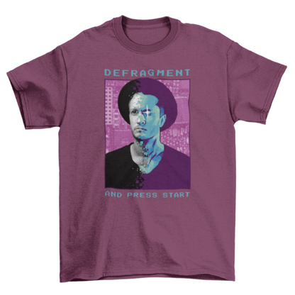 Cool Fashion Men Quote "Defragment and press start" Man Hat Pixel Art | Binge T-shirt Shop