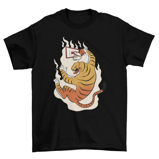 Tiger Animal Playing Basketball T-shirt | Binge T-shirt Shop