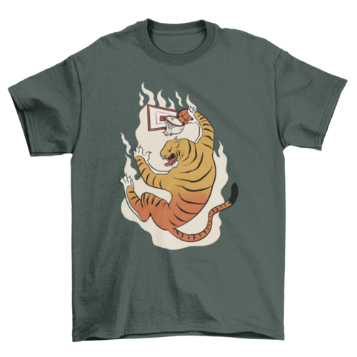 Tiger Animal Playing Basketball T-shirt | Binge T-shirt Shop