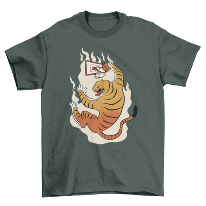 Tiger Animal Playing Basketball T-shirt | Binge T-shirt Shop