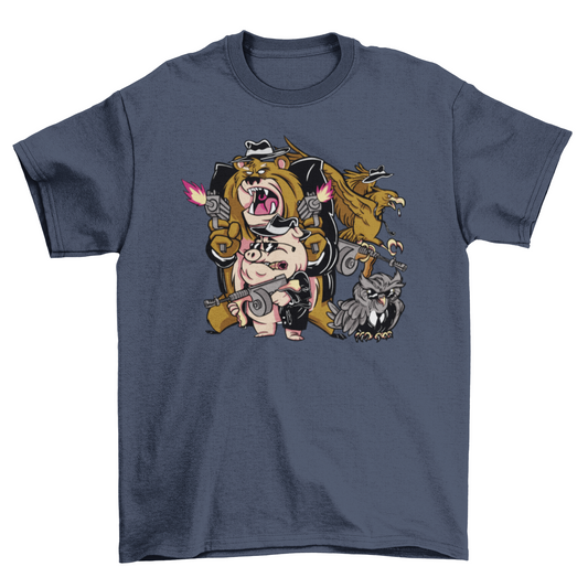 Cartoon Mafia Animals T-shirt | Binge T-shirt Shop