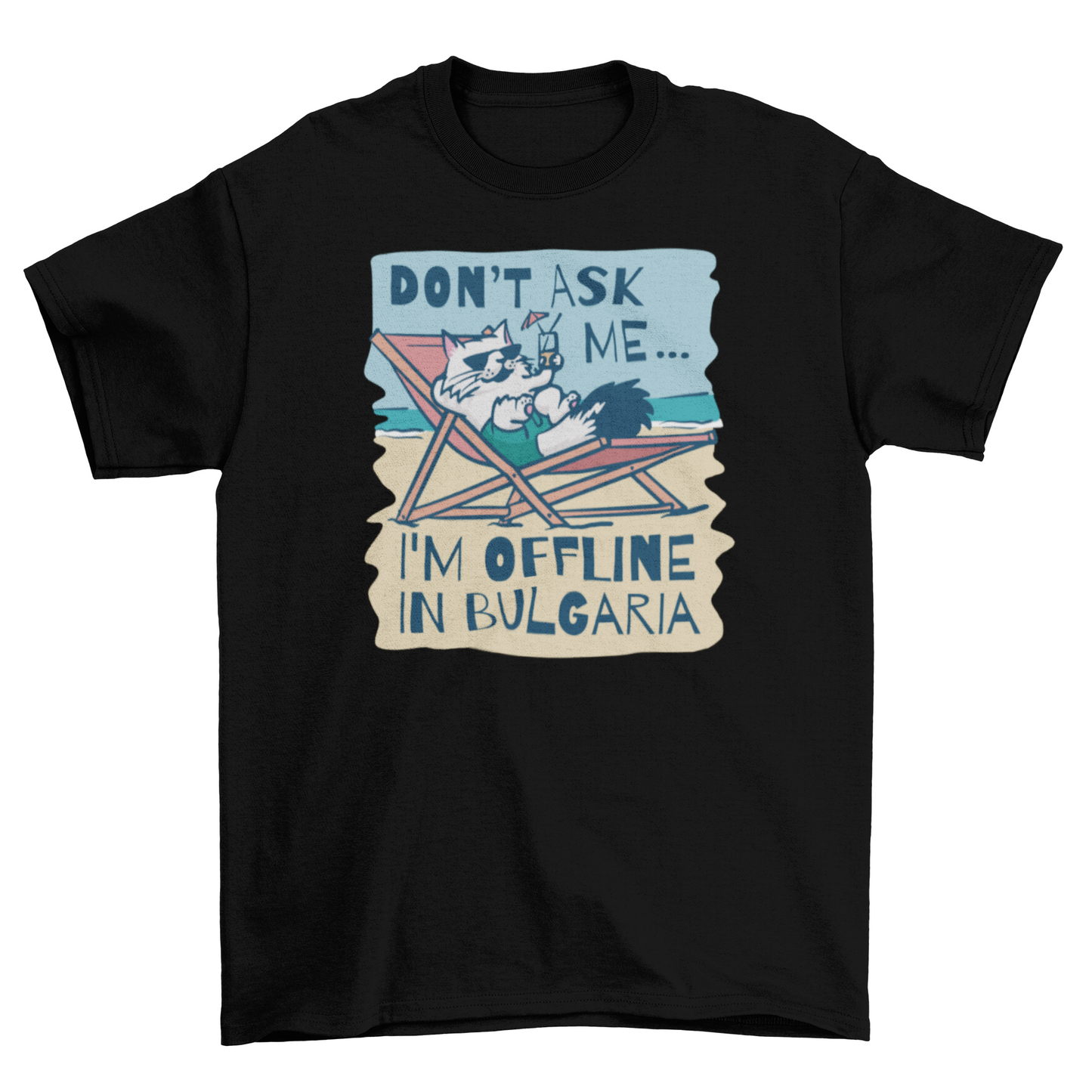 Cat chilling at the Beach T-shirt | Binge T-shirt Shop