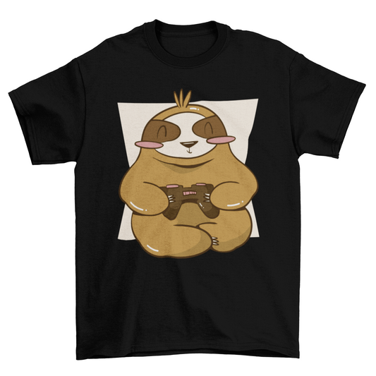 Gamer Sloth with Joystick T-shirt | Binge T-shirt Shop