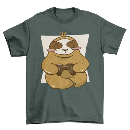 Gamer Sloth with Joystick T-shirt | Binge T-shirt Shop