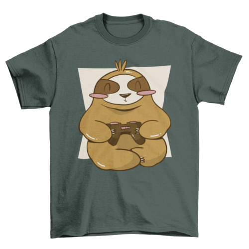 Gamer Sloth with Joystick T-shirt | Binge T-shirt Shop