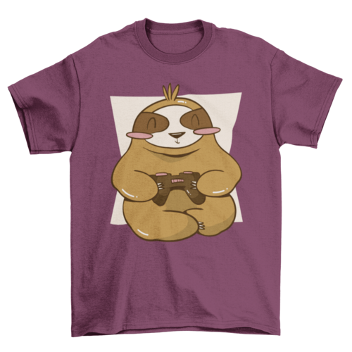 Gamer Sloth with Joystick T-shirt | Binge T-shirt Shop