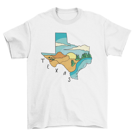 Texas State Landscape Map T-shirt | Binge T-shirt Shop