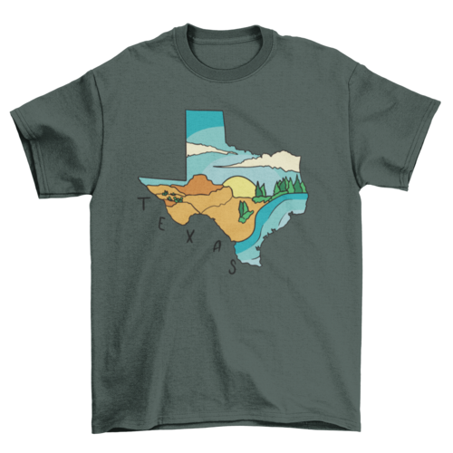 Texas State Landscape Map T-shirt | Binge T-shirt Shop